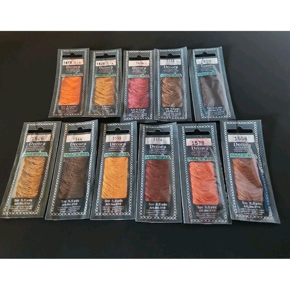 Lot of 11 Madeira Decora Hand Embroidery Floss‎ Thread Rayon Viscose Autumn Mix